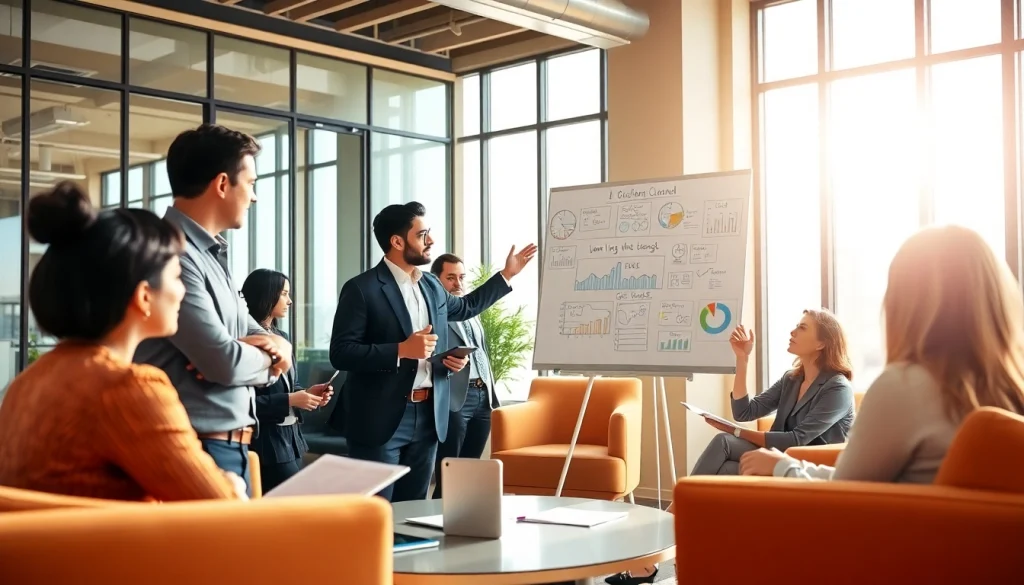 Enhance your business coaching service through interactive sessions in a vibrant office environment.