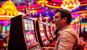 Mostbet reyler slot machine in action, engaging player in a lively casino atmosphere.