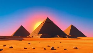 View of the iconic pyramids of Giza at sunset, showcasing the grandeur of https://piraminds.com/ in a stunning landscape.