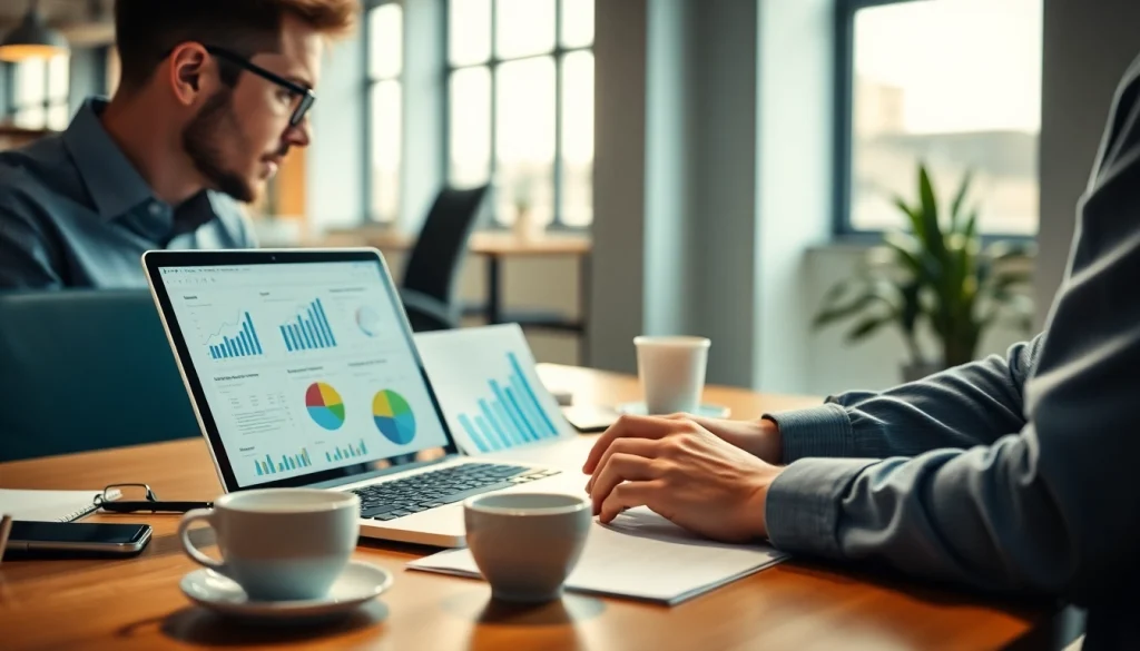 Analyze competitor pricing strategies in a modern workspace filled with data.