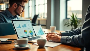 Analyze competitor pricing strategies in a modern workspace filled with data.