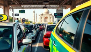 Agra Taxi service with trusted drivers and clean vehicles at a booking hub.