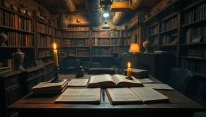 The hidden wiki's mysterious underground scene with cryptic notes and warm candlelight