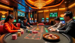 Experience the thrill of gambling at Trang Chủ S8 with a lively poker table scene.