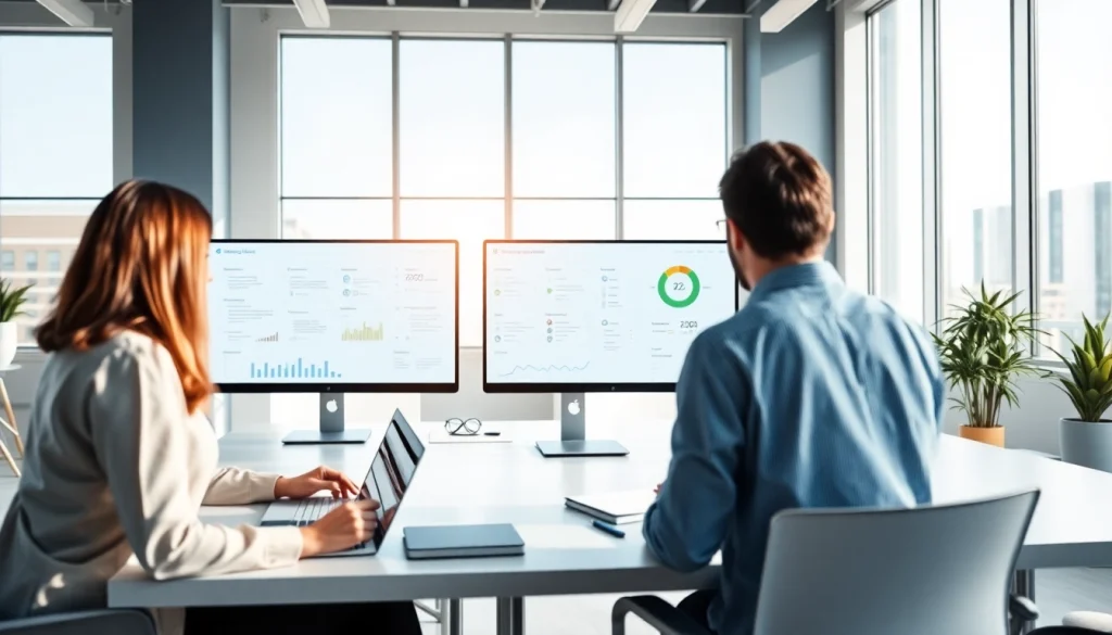 CloudWalk dashboard interface in a modern office workspace showcasing collaboration.