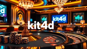 Rasakan sensasi bermain game di kasino mewah dengan logo Kit4D yang ditampilkan secara menonjol.