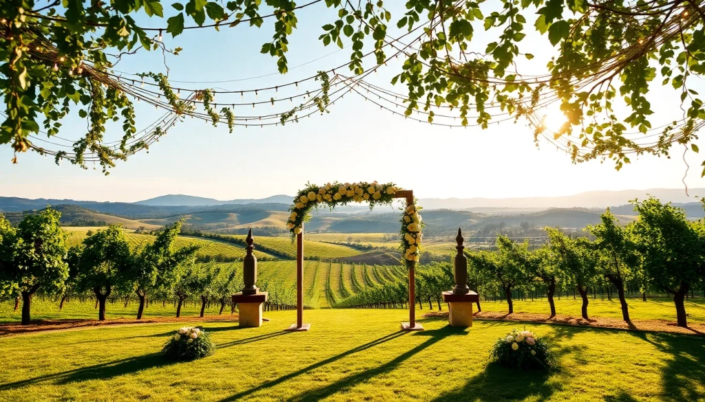 Enchanting Clarksburg wedding venues with elegant floral arrangements and picturesque vineyard views.
