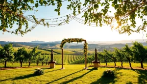 Enchanting Clarksburg wedding venues with elegant floral arrangements and picturesque vineyard views.