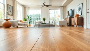 Showcasing elegant vinyl flooring in a modern living room design with rich textures.