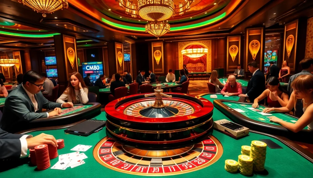 Players enjoying poker and roulette at CM88.com, a leading online casino platform.