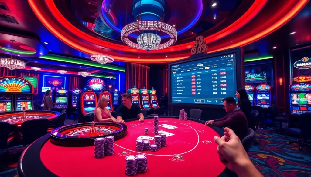 Gaming excitement at xxgg casino with roulette, cards, and live betting odds.