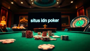 Ikuti aksi poker yang mendebarkan di situs idn poker, dengan chip dan kartu yang berwarna-warni di meja.