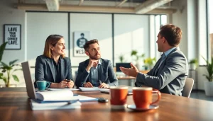 Engaging session with a business coach sacramento in a modern office setting.