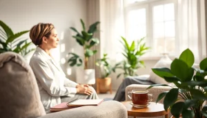 Anxiety symptoms portrayed by a therapist in a serene office, highlighting healing conversations.