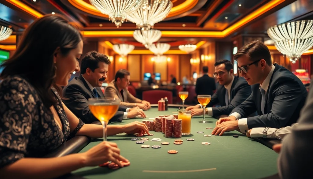 Menggambarkan strategi hoki77 saat bermain poker di kasino mewah.