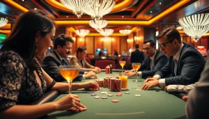 Menggambarkan strategi hoki77 saat bermain poker di kasino mewah.