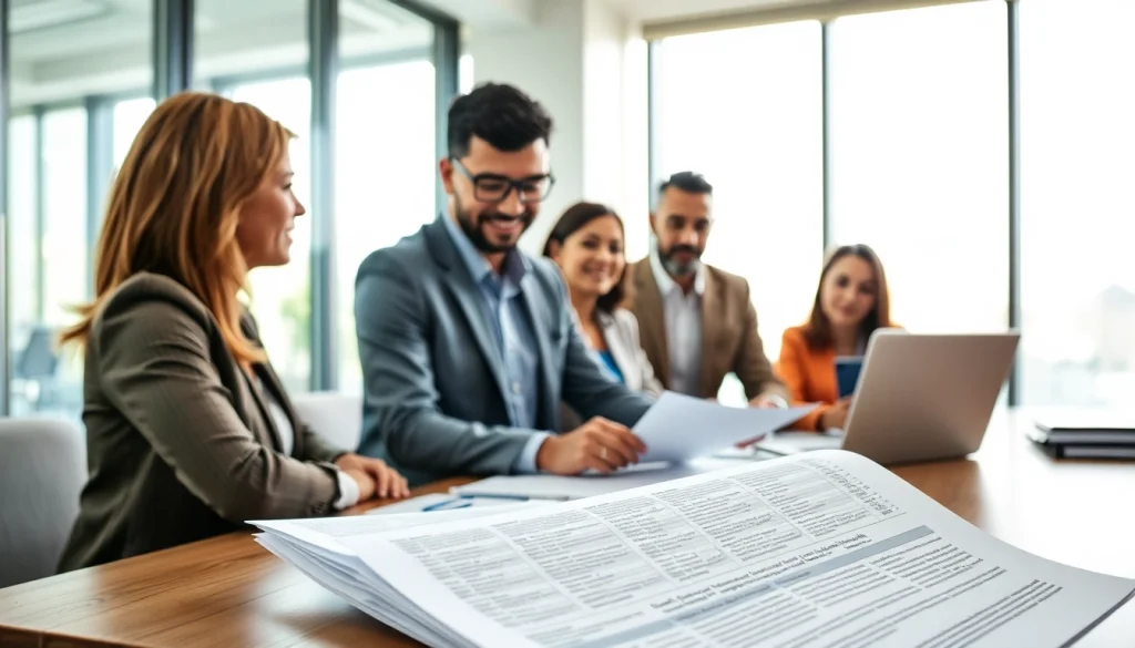Abfindung verhandeln bei einem professionellen Meeting in einem modernen Büro.
