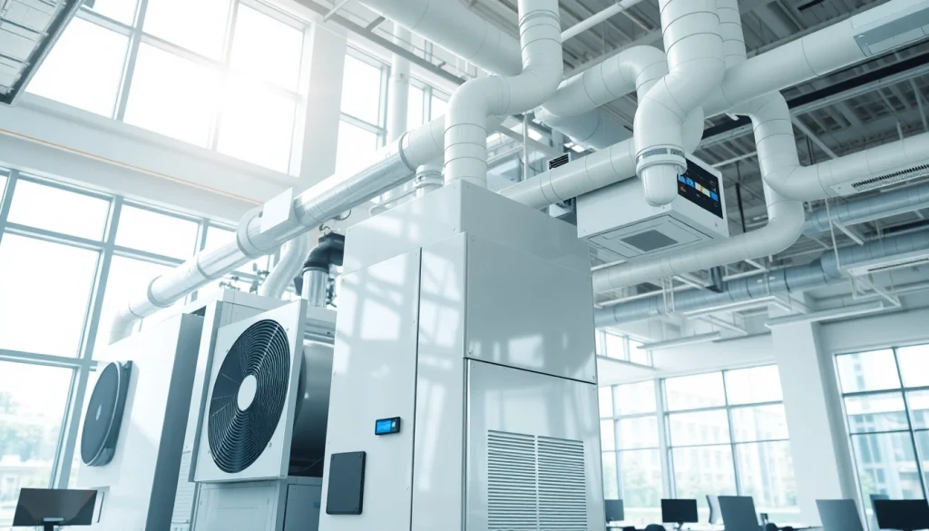 Efficient commercial HVAC system in a modern office setting demonstrating advanced temperature control.