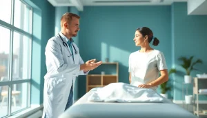 Patient receiving physiotherapy treatment in north side edmonton physiotherapy clinic, showcasing care and professionalism.