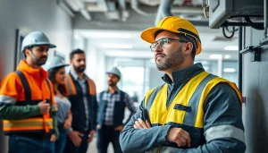 Experience general building maintenance with professionals inspecting commercial equipment.